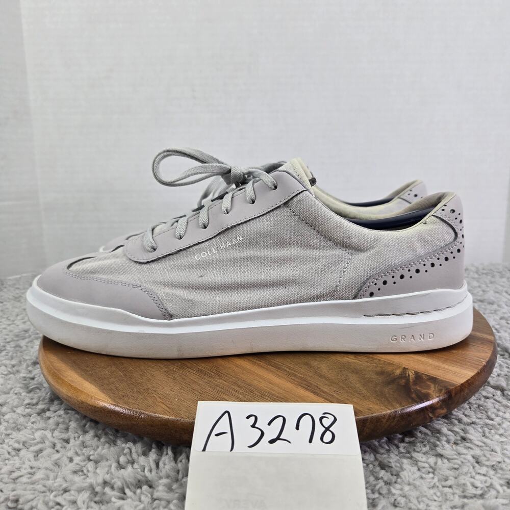 Cole Haan Mens 12W Wide GrandPro Rally Gray Canvas T-Toe Casual Daily Sneaker